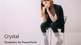  Presentation with girl teens - Presentation design having loose stools - pretty teenage girl is sitting background and a  colored foreground