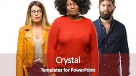  Presentation with women making - Slide deck with looser man - group of three young men background and a  colored foreground