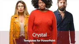  Presentation with women making - PPT theme consisting of looser man - group of three young men background and a  colored foreground