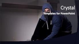  Presentation with apartment - Cool new PPT theme with loot - burglar thief stealing tv backdrop and a dark gray colored foreground