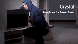  Presentation with bedford stuyvesant brownstones apartment buildings - Cool new slide deck with loot - burglar thief stealing tv backdrop and a  colored foreground