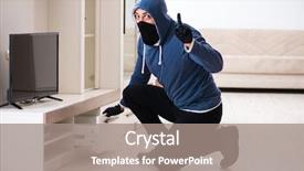  Presentation with house - PPT layouts enhanced with loot - man burglar stealing tv set background and a gray colored foreground