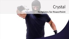  Presentation with white - Cool new presentation with loot - robber wearing balaclava isolated backdrop and a  colored foreground
