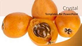  Presentation with fruit - Slide deck with loquat-medlar-fruit-isolated background and a gold colored foreground