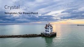  Presentation with light - Presentation theme featuring lorain-harbor-light-house and a light blue colored foreground
