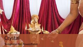  Presentation with oil lamp - Slide set enhanced with lord ganesha - woman hand lighting up background and a red colored foreground