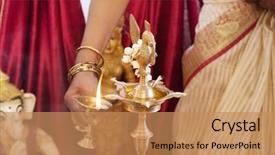  Presentation with ganesha - Beautiful presentation design featuring lord ganesha - woman lighting up the metal backdrop and a coral colored foreground