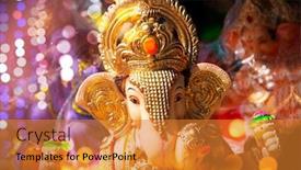  Presentation with ganesh chaturthi - Presentation theme featuring lord-ganpati-idol-statue background and a gold colored foreground