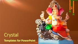  Presentation with ganesh chaturthi - Beautiful presentation design featuring lord-ganpati-idol-statue backdrop and a tawny brown colored foreground