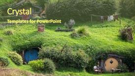  Presentation with lord ring - Amazing PPT theme having lord ring - hobbiton new zealand backdrop and a tawny brown colored foreground