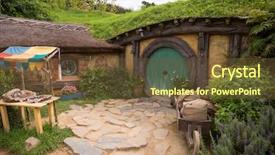  Presentation with lord ring - Audience pleasing PPT theme consisting of lord ring - hobbiton new zealand backdrop and a tawny brown colored foreground