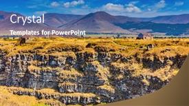  Presentation with armenia - Presentation design with lori-berd-canyon-panorama-landscape background and a teal colored foreground