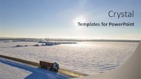  Presentation with truck - Presentation theme with lorry-truck-on-the-road background and a light blue colored foreground