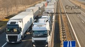  Presentation with traffic jam - Slide set having lorry-truck-stack-in-long background and a coral colored foreground