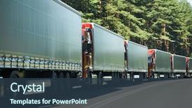  Presentation with traffic jam - Audience pleasing PPT layouts consisting of lorry trucks cars in traffic backdrop and a tawny brown colored foreground