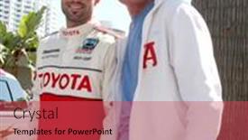  Presentation with los angeles - Colorful slides enhanced with business card showing illustration of a bowler bowling striking pins set inside triangle done in retro style on isolated white background backdrop and a gold colored foreground