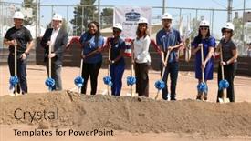  Presentation with groundbreaking - Presentation design featuring los-angeles-apr-2-officials background and a coral colored foreground