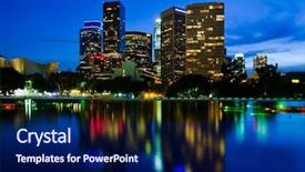  Presentation with downtown los angeles - PPT layouts consisting of los angeles at night background and a navy blue colored foreground