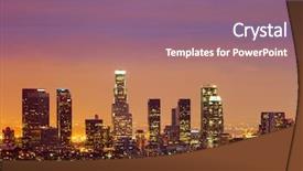  Presentation with los angeles - Cool new presentation theme with los angeles at night backdrop and a violet colored foreground