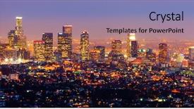  Presentation with downtown los angeles - Audience pleasing presentation theme consisting of los angeles at night backdrop and a coral colored foreground