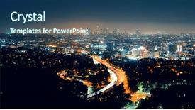  Presentation with downtown los angeles - Theme enhanced with los angeles at night background and a ocean colored foreground