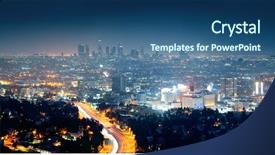  Presentation with urban buildings - Presentation featuring los angeles at night background and a ocean colored foreground