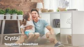  Presentation with family and home love concept - Theme featuring los angeles california - happy loving family father background and a coral colored foreground