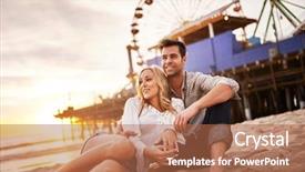  Presentation with romantic - Beautiful slide deck featuring los angeles california - happy romantic couple at santa backdrop and a coral colored foreground