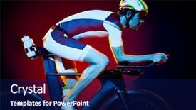  Presentation with cycling - PPT layouts having los angeles california - man cyclist cycling bicycle triathlon background and a navy blue colored foreground