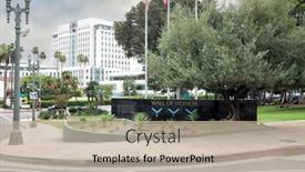  Presentation with medal - PPT theme with los-angeles-california-18-aug background and a mint green colored foreground