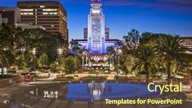  Presentation with downtown los angeles - Presentation design featuring los angeles california at city background and a tawny brown colored foreground
