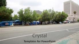  Presentation with homeless people - Colorful slide set enhanced with los-angeles-california-august-17 backdrop and a light gray colored foreground