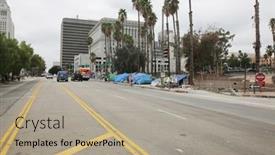  Presentation with homeless people - Audience pleasing theme consisting of los-angeles-california-august-17 backdrop and a mint green colored foreground