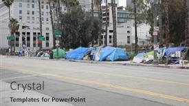  Presentation with homeless people - Theme enhanced with los-angeles-california-august-17 background and a  colored foreground