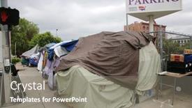  Presentation with homeless people - PPT layouts enhanced with los-angeles-california-august-17 background and a  colored foreground