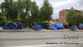  Presentation with homeless people - Amazing slide deck having los-angeles-california-august-17 backdrop and a light gray colored foreground