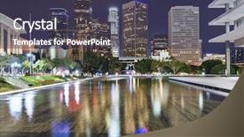  Presentation with downtown los angeles - Slide set with los angeles california downtown skyline background and a tawny brown colored foreground