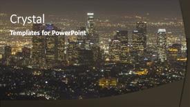  Presentation with downtown los angeles - Theme consisting of white yogurt in glass bowl with whole blueberries on wooden rustic table closeup detail background and a gray colored foreground