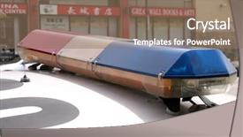  Presentation with police car flashing roof lights - Audience pleasing slide set consisting of los angeles california police car backdrop and a coral colored foreground
