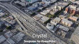  Presentation with interstate freeway - Audience pleasing theme consisting of los-angeles-california-usa-april backdrop and a dark gray colored foreground