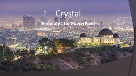  Presentation with downtown los angeles - Beautiful PPT theme featuring los-angeles-california-usa-downtown backdrop and a coral colored foreground