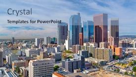  Presentation with downtown los angeles - Slide set featuring los-angeles-california-usa-downtown background and a light blue colored foreground