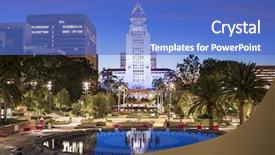  Presentation with downtown los angeles - Presentation featuring los angeles california usa downtown background and a teal colored foreground