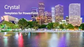  Presentation with downtown los angeles - PPT theme with los angeles california usa downtown background and a violet colored foreground