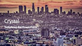  Presentation with downtown los angeles - Cool new slides with los angeles california usa early backdrop and a gray colored foreground