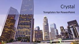  Presentation with downtown los angeles - Presentation theme enhanced with glass jar with dollars standing on a us flag background and a coral colored foreground