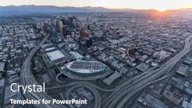  Presentation with freeway - Beautiful PPT theme featuring los-angeles-california-usa-february backdrop and a ocean colored foreground