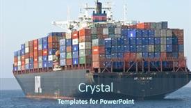  Presentation with container port - Presentation featuring los-angeles-california-usa-september background and a ocean colored foreground