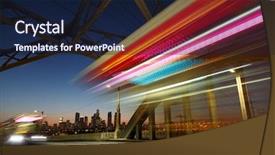  Presentation with long bridge - PPT theme having los angeles city at night background and a wine colored foreground