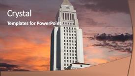  Presentation with los angeles - Presentation theme enhanced with los angeles city hall building background and a gray colored foreground